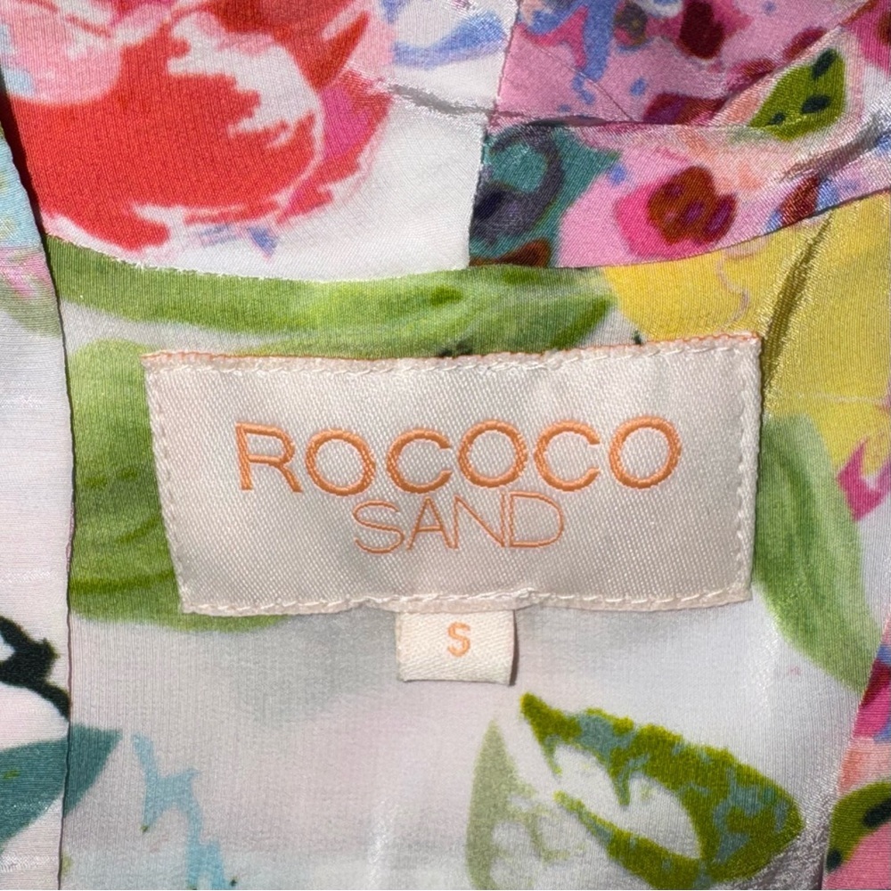 Rococo Sand Aster Pink Wrap Dress Floral Soft Small Mini Long Sleeve Multi - Picture 3 of 5